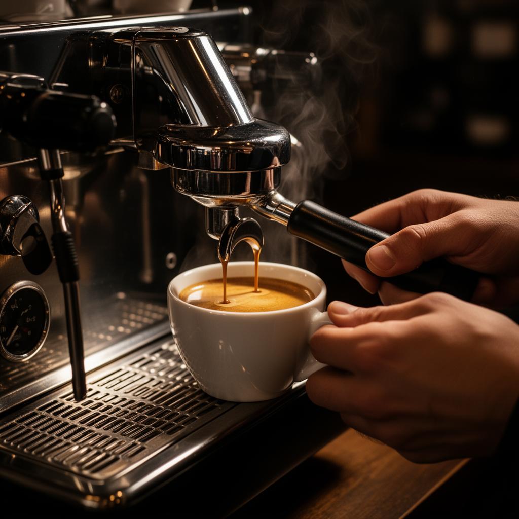 Barista pulling an espresso shot
